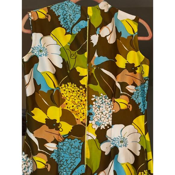 Vintage Mod Full Length Maxi Dress Sleeveless Handmade Back Slit Back Zip Fitted - Picture 6 of 12